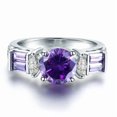 thumbnail image 1 of HeartsAndYou 3ct Natural Purple Amethyst Unique Stylish Engagement Ring 14k SOLID White Gold, 1 of 9