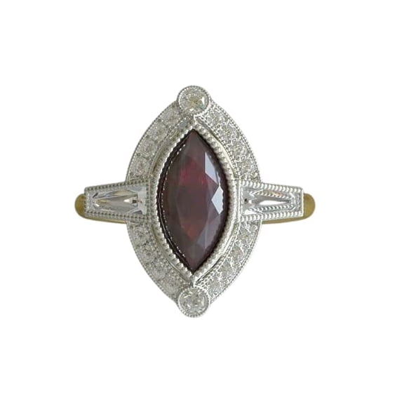 HeartsAndYou 3ct Natural Ruby Diamond Engagement Ring Art Deco Stylish 14k Solid Yellow Gold