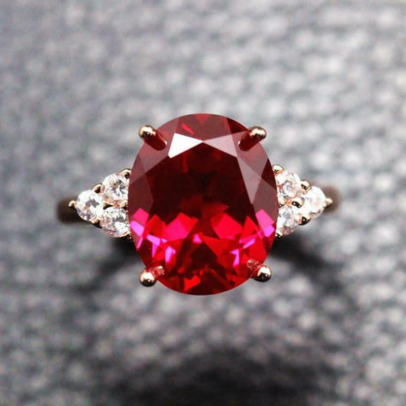 HeartsAndYou 3ct Natural Ruby Natural Petite Accents Solitaire Ring 100% 14k SOLID Rose Gold