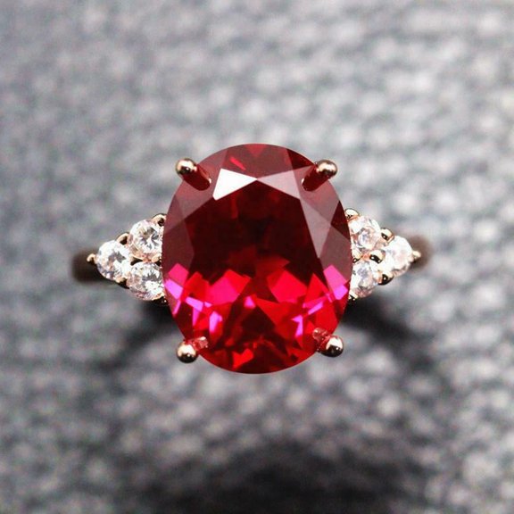 HeartsAndYou 3ct Natural Ruby Natural Petite Accents Solitaire Ring 100% 14k SOLID Rose Gold