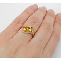 HeartsAndYou 3ct Natural Yellow Citrine Two Stone Engagement Ring 100% 14k SOLID Yellow Gold