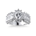 thumbnail image 1 of HeartsAndYou 3ct Oval Cut Moissanite Engagement Ring for Women 18k White Gold over Silver Cocktail Floral Design, 1 of 6
