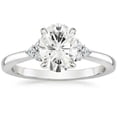 thumbnail image 1 of HeartsAndYou 3ct Oval Cut Moissanite Engagement Ring for Women 18k White Gold over Silver Solitaire with Accent, 1 of 5
