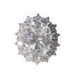thumbnail image 1 of HeartsAndYou 3ct Oval Cut Moissanite Engagement Ring for Women 18k Yellow Gold over Silver Cluster Halo Flower, 1 of 8
