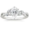 thumbnail image 1 of HeartsAndYou 3ct Pear Cut Moissanite Engagement Ring for Women 18k White Gold over Silver Marquise Leaf Accents, 1 of 5