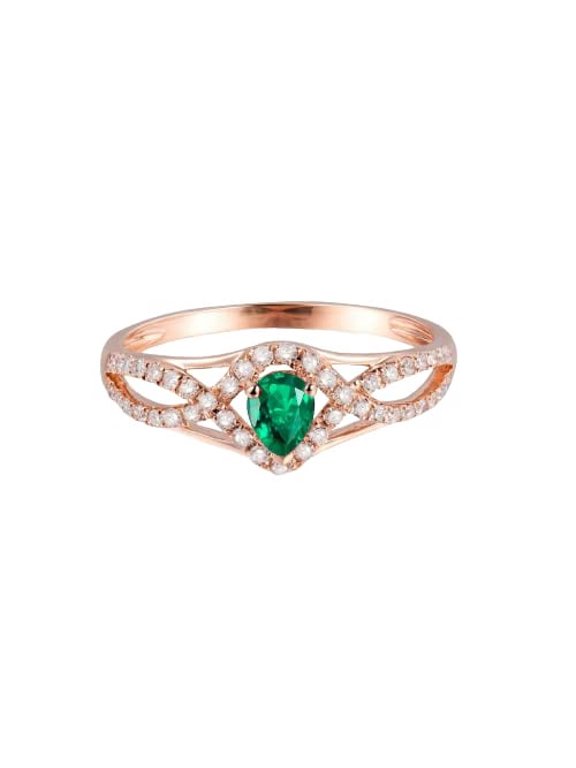 3ct Pear Cut Natural Emerald Moissanite Split Band Ring 100% 14k SOLID Rose Gold