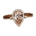 thumbnail image 1 of HeartsAndYou 3ct Pear Cut Natural Morganite Ring 100% 14k SOLID Rose Gold & Moissanite Halo, 1 of 9