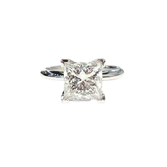 HeartsAndYou 3ct Princess Cut Moissanite Engagement Solitaire Ring 18k White Gold over Silver