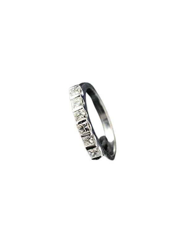 3ct Princess Cut Moissanite Six Stone Stackable Engagement Ring for Women 18k White Gold over Silver