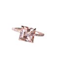 thumbnail image 1 of HeartsAndYou 3ct Princess Natural Peach Morganite Moissanite Accents Ring 14k SOLID Rose Gold, 1 of 9