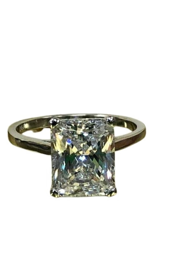 3ct Radiant Cut Moissanite Classic Solitaire Engagement Ring for Women 18k White Gold over Silver