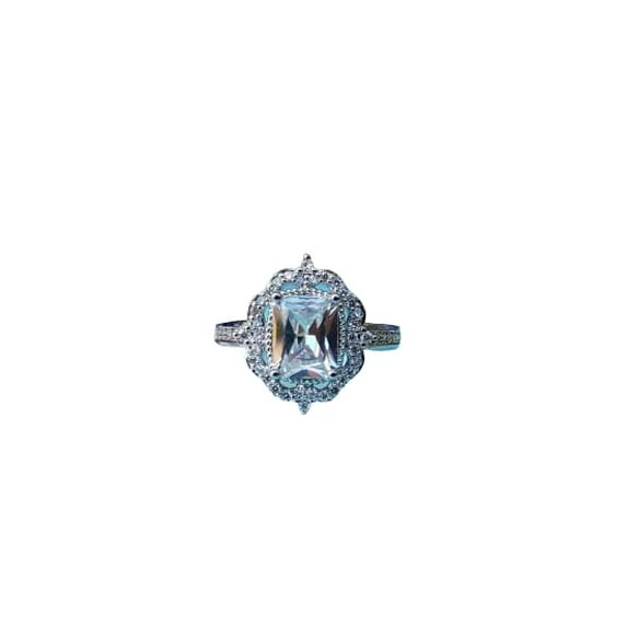 HeartsAndYou 3ct Radiant Cut Moissanite Vintage Inspired Art Deco Engagement Ring for Women 18k White Gold over Silver Stylish