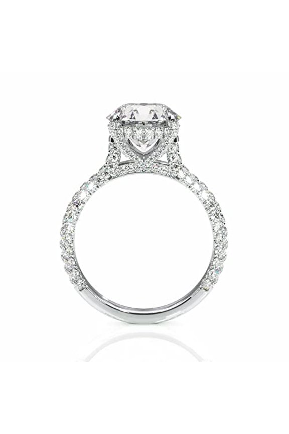 3ct Round Brilliant Moissanite Ice Solitaire Engagement Ring for Women 18k White Gold over Silver