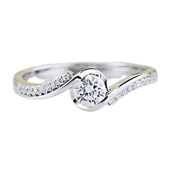 HeartsAndYou 3ct Round Cut Moissanite Engagement Ring for Women Twist Swirl Solitaire 18k White Gold over Silver
