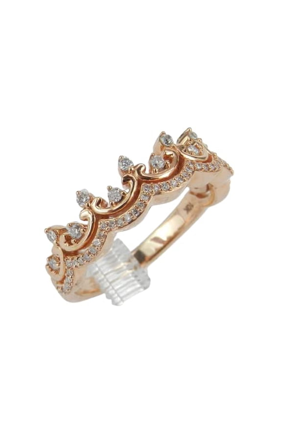 3ct Round Cut Moissanite Princess Queen Crown Engagement Ring for Women 18k Rose Gold over Silver