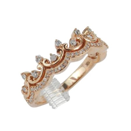 HeartsAndYou 3ct Round Cut Moissanite Princess Queen Crown Engagement Ring for Women 18k Rose Gold over Silver