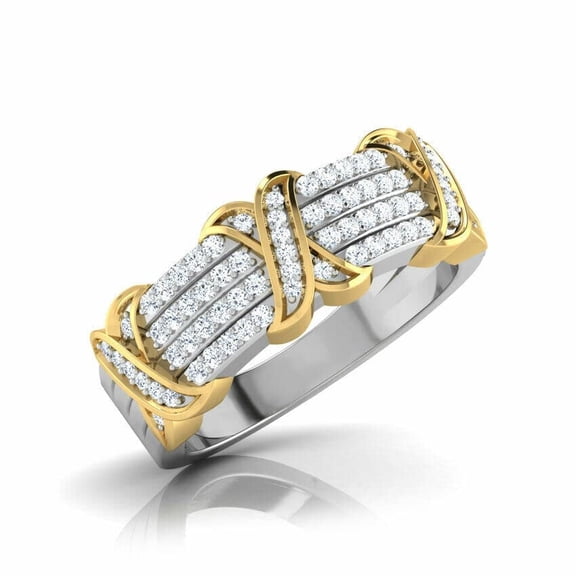 HeartsAndYou 3ct Round Cut Moissanite Stylish Four Row Engagement Ring for Women 18k Dual Gold over Silver