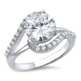 thumbnail image 1 of HeartsAndYou 3ct Round Cut Moissanite Swirl Twist Solitaire Engagement Ring for Women 18k White Gold over Silver Stylish, 1 of 4