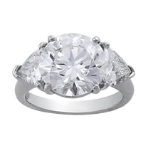 HeartsAndYou 3ct Round Trillion Cut Moissanite Three Stone Solitaire Ring 18k White Gold over Silver