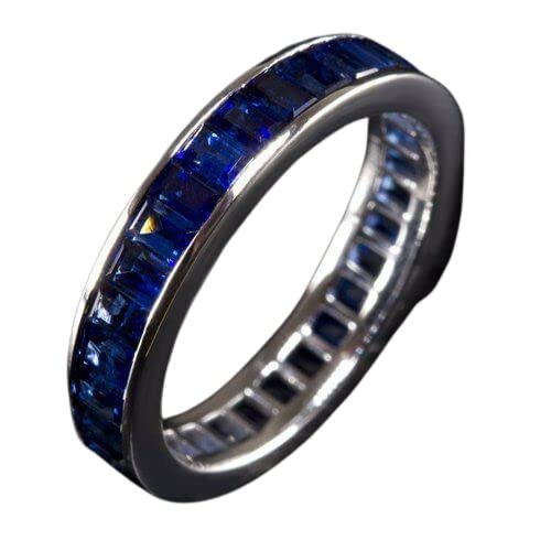 HeartsAndYou 4.1ct Natural Blue Sapphire Full Eternity Wedding Band 100% 14k SOLID White Gold