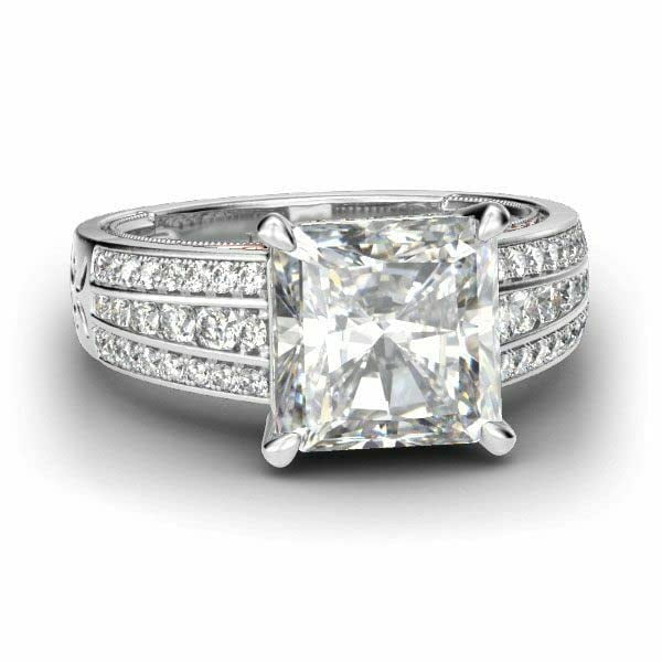 HeartsAndYou 4.5ct Princess Cut Moissanite Filigree Solitaire Engagement Ring for Women 18k Dual Gold over Silver