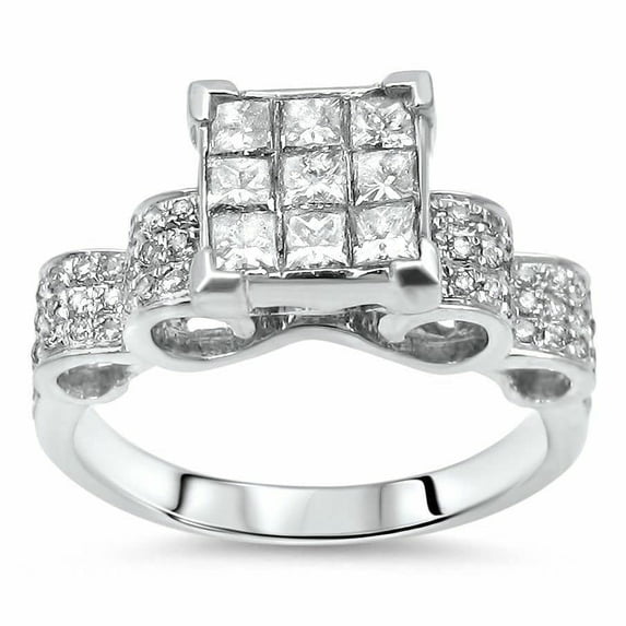 HeartsAndYou 4.5ct Princess Cut Moissanite Stylish Curves Engagement Ring for Women 18k White Gold over Silver