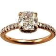 thumbnail image 1 of HeartsAndYou 4ct Cushion Cut Moissanite Accent Hidden Halo Engagement Ring for Women 18k Rose Gold over Silver, 1 of 9
