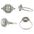 thumbnail image 1 of HeartsAndYou 4ct Cushion Moissanite Halo Milgrain Vintage Inspired Engagement Ring for Women 18k White Gold over Silver, 1 of 8