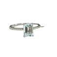 thumbnail image 1 of HeartsAndYou 4ct Emerald Cut Natural Aquamarine Moissanite Accents Ring 14k SOLID White Gold, 1 of 9