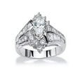 thumbnail image 1 of HeartsAndYou 4ct Marquise Cut Moissanite Engagement Ring for Women 18k White Gold over Silver Antique Inspired Stylish, 1 of 6
