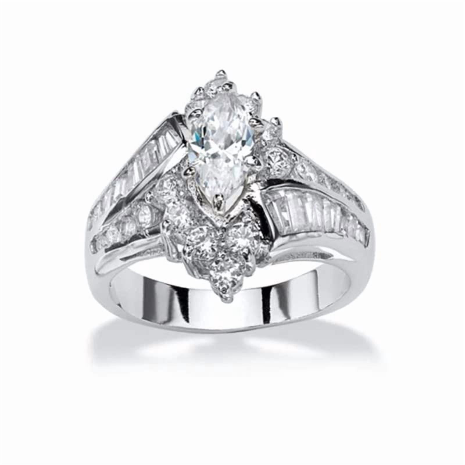 HeartsAndYou 4ct Marquise Cut Moissanite Engagement Ring for Women 18k White Gold over Silver Antique Inspired Stylish