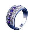 thumbnail image 1 of HeartsAndYou 4ct Natural Amethyst Wedding Band Ring 100% 14k SOLID White Gold Half Eternity, 1 of 9