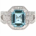 thumbnail image 1 of HeartsAndYou 4ct Natural Aquamarine & Diamond Ring Art Deco Cluster 100% 14k SOLID White Gold, 1 of 9