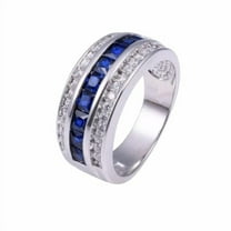 HeartsAndYou 4ct Natural Blue Sapphire Wedding Band Ring 100% 14k SOLID White Gold Eternity