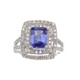 thumbnail image 1 of HeartsAndYou 4ct Natural Blue Tanzanite Halo Split Band Engagement Ring 14k SOLID White Gold, 1 of 9