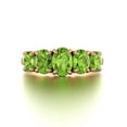 thumbnail image 1 of HeartsAndYou 4ct Natural Oval Green Peridot Ring Five Stone Stylish 14k SOLID Yellow Gold, 1 of 9
