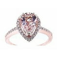thumbnail image 1 of HeartsAndYou 4ct Natural Peach Morganite Stylish Solitaire Halo Ring 100% 14k SOLID Rose Gold, 1 of 9