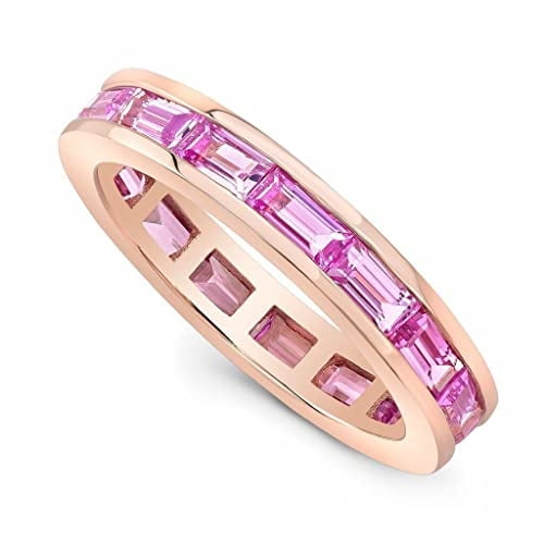 HeartsAndYou 4ct Natural Pink Sapphire Full Eternity Wedding Band 100% 14k SOLID Rose Gold