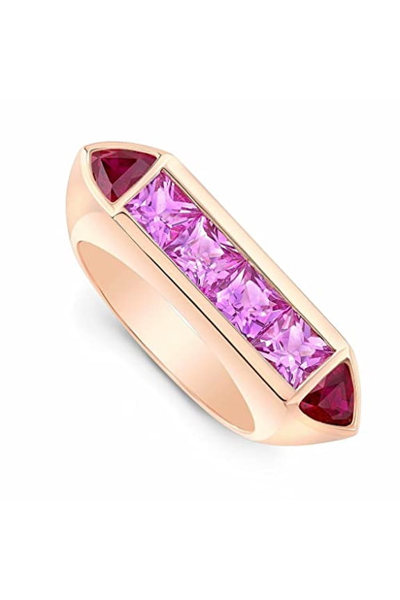 4ct Natural Pink Sapphire Ruby Art Deco Engagement Ring 100% 14k SOLID Rose Gold