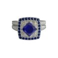 thumbnail image 1 of HeartsAndYou 4ct Natural Sapphire & Diamond Engagement Ring Bridal Set 14k SOLID White Gold, 1 of 9