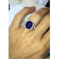 thumbnail image 1 of HeartsAndYou 4ct Natural Sapphire & Diamond Ring Split Shank Halo 100% 14k SOLID White Gold, 1 of 8