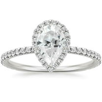 HeartsAndYou 4ct Pear Cut Moissanite High Set Halo Women Engagement Ring for Women 18k White Gold over Silver