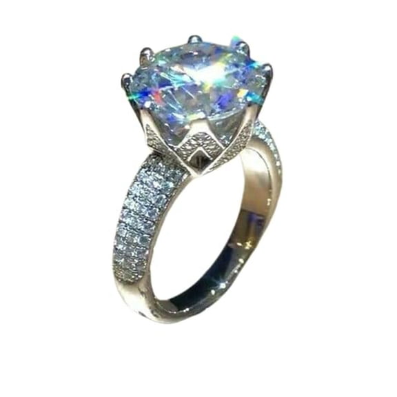 HeartsAndYou 4ct Round Cut Moissanite Accent Lotus Cluster Solitaire Ring 18k White Gold over Silver