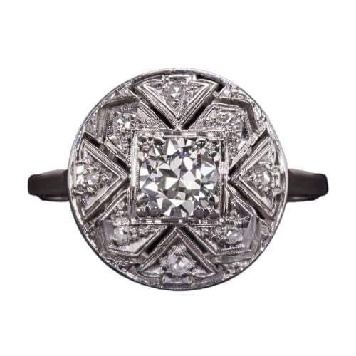 HeartsAndYou 4ct Round Cut Moissanite Art Deco Milgrain Engagement Ring for Women 18k White Gold over Silver