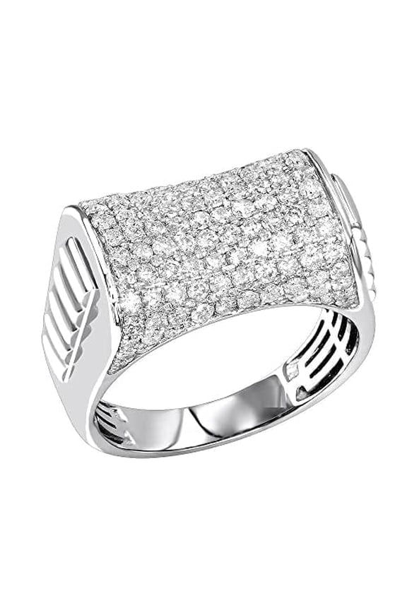 4ct Round Cut Moissanite Cluster Gatsby Men Engagement Ring for Women 18k White Gold over Silver