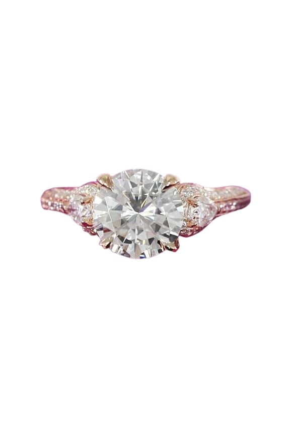 4ct Round Moissanite Princess Gatsby Cocktail Engagement Ring for Women 18k Rose Gold over Silver