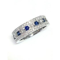 HeartsAndYou 4ct Round Natural Sapphire Moissanite Filigree Wide Band 14k SOLID White Gold