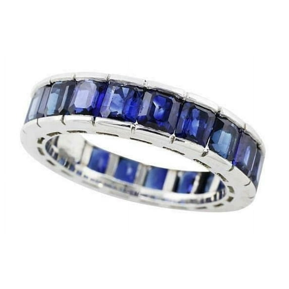 HeartsAndYou 5.5ct Natural Blue Sapphire Full Eternity Wedding Band 100% 14k SOLID White Gold