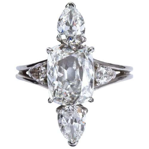HeartsAndYou 5ct Elongated Cushion Pear Moissanite Cocktail Engagement Ring for Women 18k White Gold over Silver