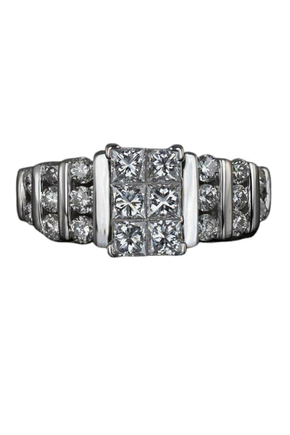 5ct Princess Cut Moissanite Art Deco Solitaire Engagement Ring for Women 18k White Gold over Silver
